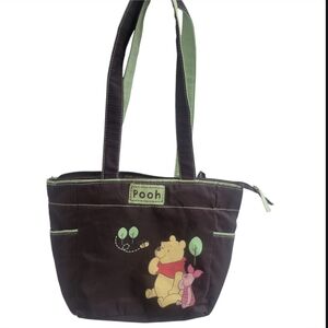 Disney Baby Winnie the Pooh and Piglet Diaper Tote Brown Green Mint,13"W X 9.5"H